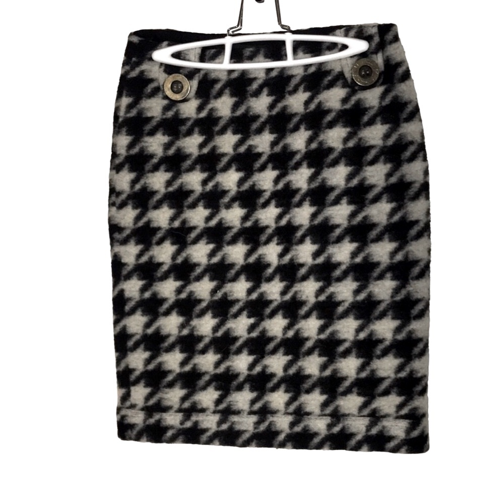 FRANCO MIRABELLI Women’s Houndstooth Print Wool Blend Midi Skirt Size 0